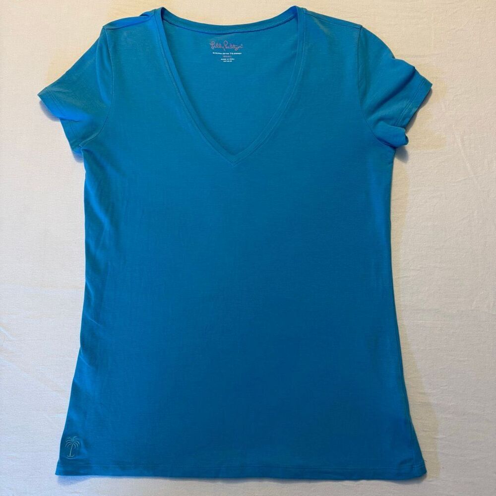Lilly Pulitzer | Pink Pima Cotton Stretch V-Neck Tee Shirt | Women’s Small